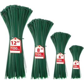 Green Zip Ties Assorted Sizes 400 Pack 4/6/8/12 Inch Cable Ties Heavy Duty Plastic Wire Ties UV Resistant Small Zip Tie Wraps Assortment Cord Management for Home, Gardening