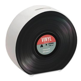 Ceramic Money Box in Retro Vinyl Record Design RocknRoll Style Beautiful Piggy Bank as a Gift Idea for a Music Fan of the 70s and 80s Money Box Save Record