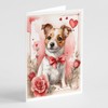 Caroline's Treasures DAC4478GCA7P Jack Russell Terrier Valentine Roses Greeting Cards