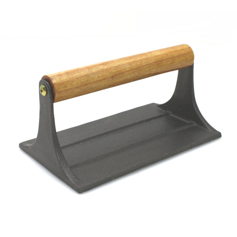 Cast Iron Bacon Press with Wooden Handle