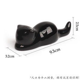Isshinsai Brush Holder Cat Paperweight Celadon Pottery - Gift for Calligraphy Lovers Friends