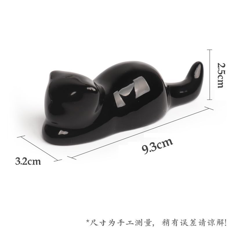 Isshinsai Brush Holder Cat Paperweight Celadon Pottery - Gift for