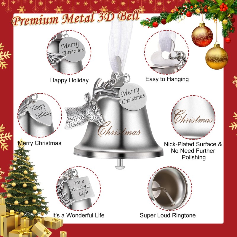 Jenaai 12 Set Christmas Bell Ornament Christmas Tree Hanging Ornament