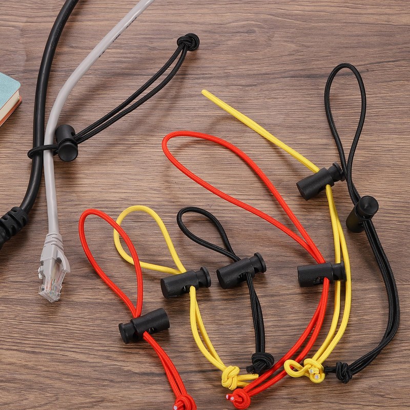 HARFINGTON 10pcs Elastic Cable Tie 9.84" Multipurpose Extra Thick Cable