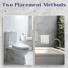 Toilet Paper Holder, Stainless Steel & No Drilling Toilet Paper Holder Wall Mount, Waterproof Self Adhesive Toilet Paper Holders for Bathroom, Kitchen, Washroom（Sliver）