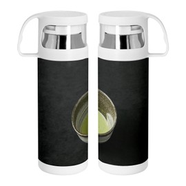 Stainless Steel Thermal Flask with Integrated Cup - Matcha The Green Drink Japan Kitchen - 350ml - Thermos Flask