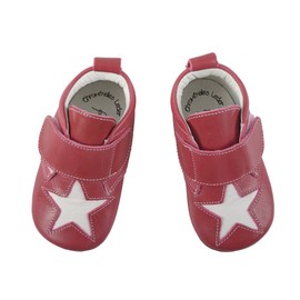 Anna und Paul - Leather Crawling Shoes - Morgenstern - with Clouds Rubber Sole (S, Pink), Pink