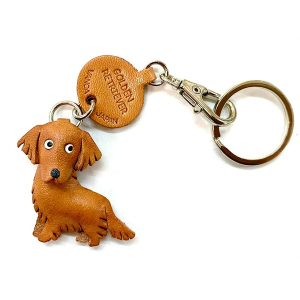 ゴールデンレトリーバー 本革製 犬 キーホルダー バンカクラフト革物語 (日本製 ハンドメイド)