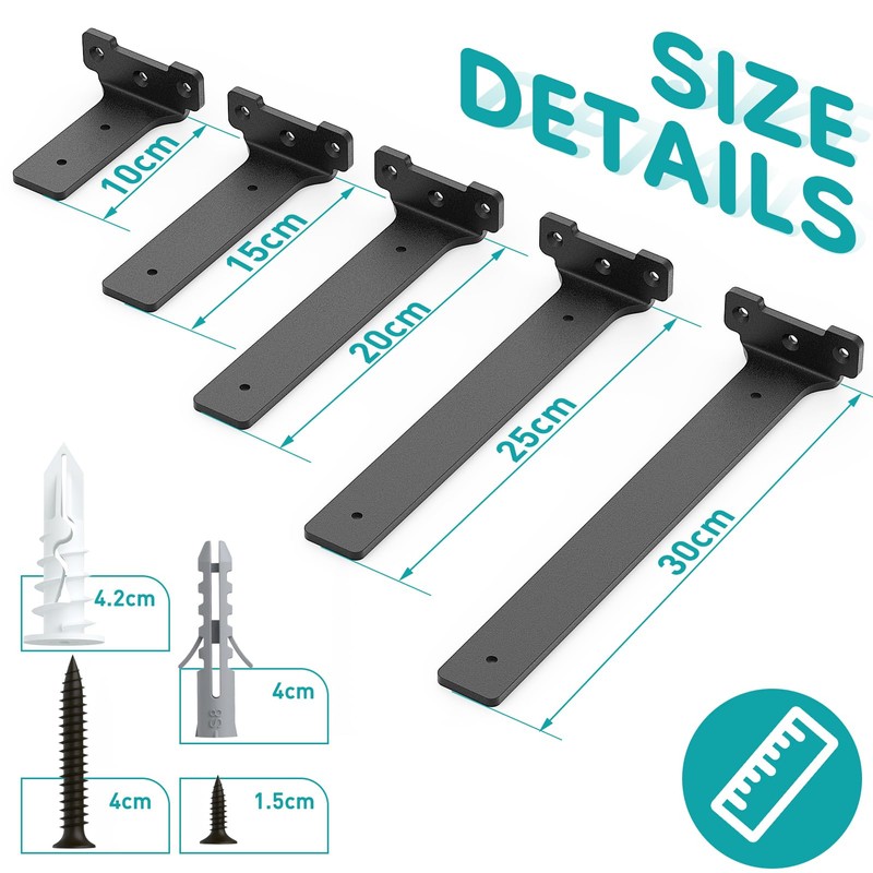 Yeabett Pack of 2 Shelf Brackets 10 cm Metal Shelf