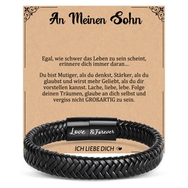 Focxoio Gifts for Men, Bracelet Gifts for Dad, Son, Grandpa, Grandson, Man, Nephew, Brother, Friend, Men's Braided Leather Bracelet for Valentine's Day, Anniversary, Birthday, Christmas, Father's Day