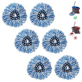 FabDay 6 Pack EasyWring Spin Mop Head Refill 360 Degree Easy Cleaning Microfiber Mop Pad Replacement