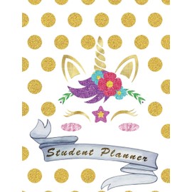 Student Planner: Cute Minimalist Gold Polka Dots Unicorn Nursing Student Academic Planner 12-Months undated Weekly Monthly | Cute Nurse Gift Idea | Agenda Organizer Notebook to write in