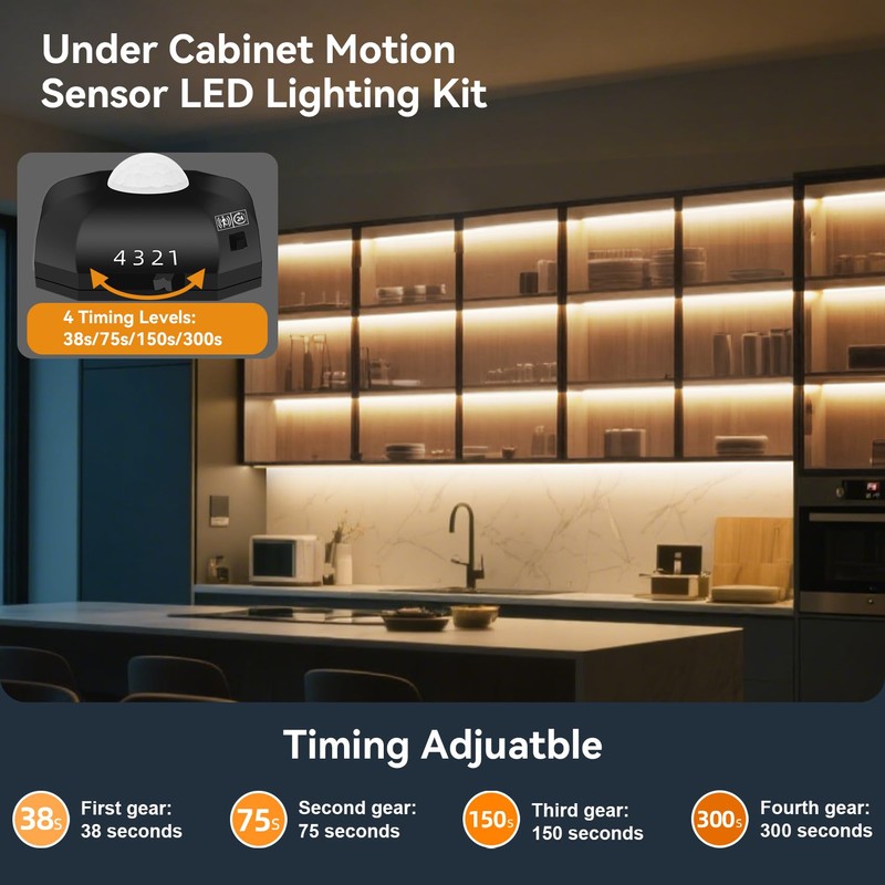 Taormey Motion Sensor Under Bed Lights, 9.8Ft Warm White LED