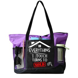 BSHELLOE Realtor Gifts for Women, Closing Gifts for Real Estate Agent, Tote Bag with Zipper and Pockets