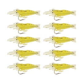LT Easiyl Pack of 30 Soft Shrimp Bait, Length 4 cm, Shrimp Worm Bait, Soft Bait, Shrimp Simulation, Soft Shrimp Bait, Bait Hook for Saltwater, Freshwater, Perch, Trout, Catfish, Yellow