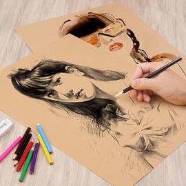 Pack of 50 Kraft Paper A4 - Thick Brown Paper 200 g/m², Brown Natural Craft Card, Kraft Card for Painting, Printing, Crafts and Wedding Gifts in Vintage Style