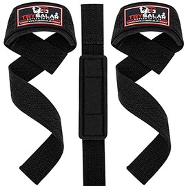 TrySalar Weight Lifting Wrist and Hand Strap Set Cotton 5mm Neoprene Padded Heavy Duty Gym Maximum Grip Women Men Deadlift Powerlifting Fitness