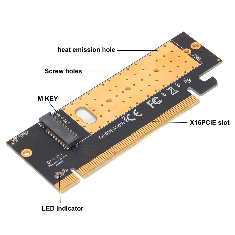 M.2 to PCIE Adapter 8GB/S Speed PCIE X16 Slot 2280/2260/2242/2230