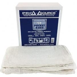 PRO SOURCE 50 Count Virgin White Cotton Pocket Rags/Shop Towels: 13" x 14"