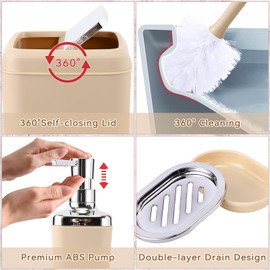 XLHOMO XLHOMO Bathroom Accessory SetCBathroom Sets with Shower Curtain and Rugs, No Slip Bathroom Rugs Super Absorbent, Beige Ombre Water-proof Shower Curtain with Hooks, Pink Bathroom Sets Complete for Home