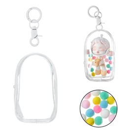 Clear Figure Display Bag with Keychain Pompom Ball Portable for Sonny Baby Mini Doll Pouch Carrying Case Figures Display Case for Collectibles Zipper Closur,Clear-Cabin