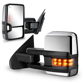 SIZIOM Towing Mirrors for 2014-2018 Chevy Silverado/GMC Sierra Turn Signal/Running Lights Power Heated (Chrome)