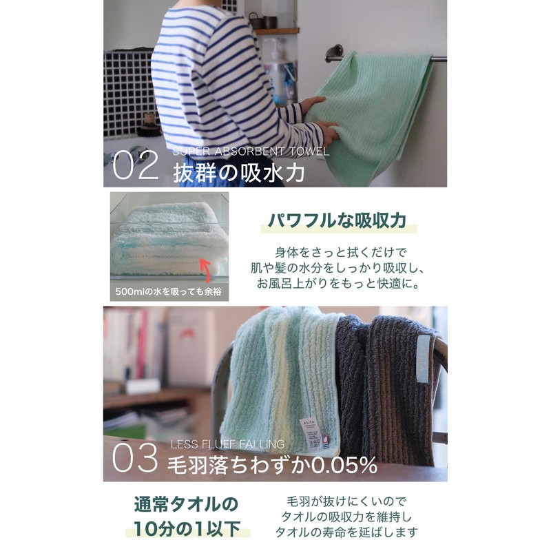 ASiTA Bath Towel 1 Piece Blue, Imabari Towel Approximately 59.1