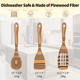 Cokka Praca 3-Piece Handcraft Wooden Spoons for Cooking-Sturdy Wooden Spoons Set, Dishwasher Safe & Maintenance Free Wooden Kitchen Utensil Set for Nonstick Cookware, Heat Resistant