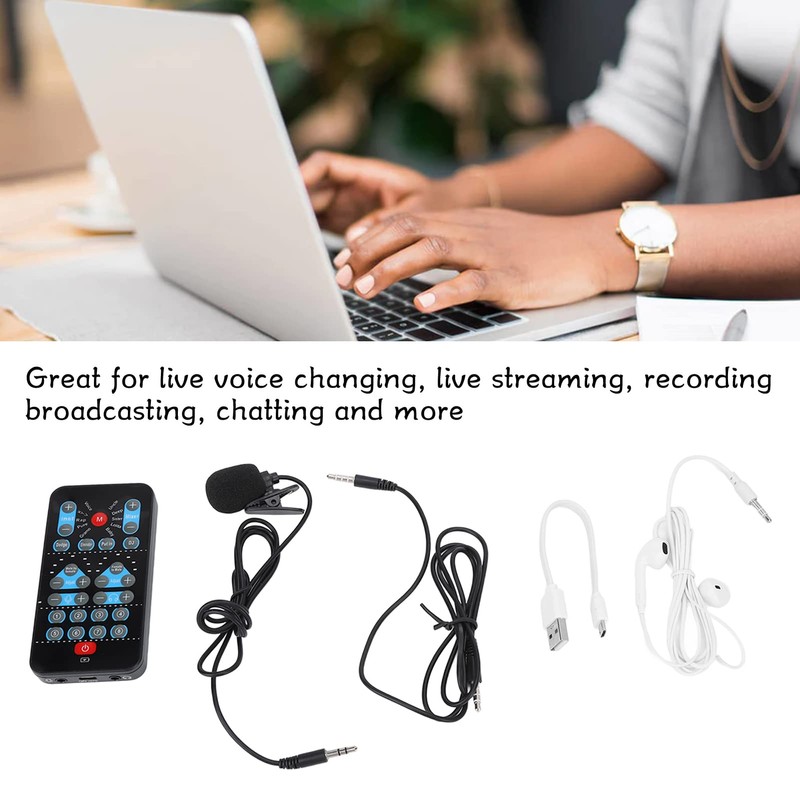 Portable Live Sound Card, Mini Voice Changer with 8 Sound