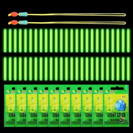 WUSJCOF Pack of 50 Glow Sticks Fishing Glow Sticks for Fishing Rods, Glow Sticks Night Fishing, Fishing Glow Sticks Green, Starlight for Night Fishing