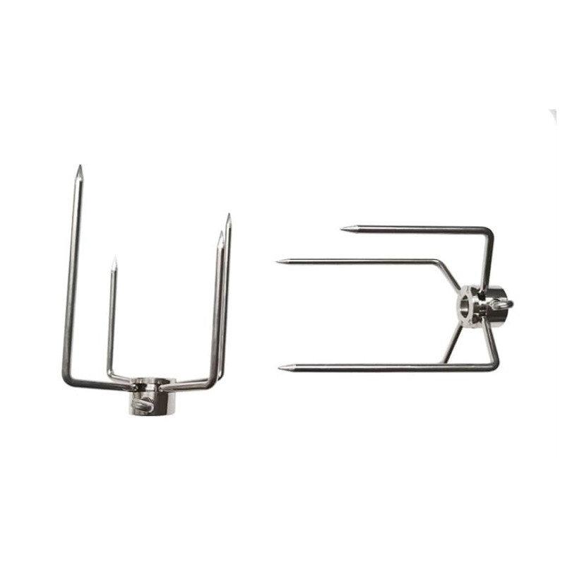 2-Pack Universal 304 Stainless Steel BBQ Meat Fork, Round Spit