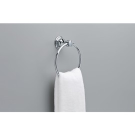 Delta Aubrey (1-Pack) Hand Towel Holder Polished Chrome Towel Racks for Bathroom Wall Round Towel Ring Holder for Bath Towel Hanger for Kitchen, Bathroom Accessories AUB46-PC