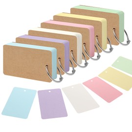 300 Vocabulary Book in English, 6 Pack Word Notes with Ring Binder, Kraft Cover Memo Sheets for Learning and Memory, 3.54" x 2.13"