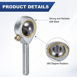 M METERXITY 4-Pack POSB3 Rod End Bearing, #10-32 Right Hand Thread Self-Lubricating Male Thread Steel Joint Rod Ends W Jam Nuts for Forging Machine Tools