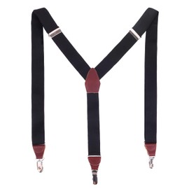 Massi Morino Genuine Leather Braces for Men (Including Elegant Gift Box) - Length-Adjustable, Genuine Leather Straps, Wide, in Classic Y Shape, with Strong Clips -