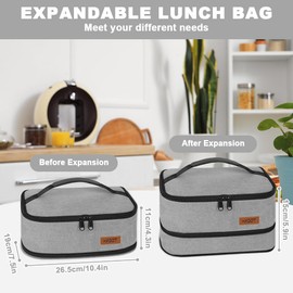 HAGOT Expandable Lunch Bag for Men Women Kids, Insulated Thermal Reusable Lunch Box Holder, Leakproof Waterproof Cool Bag with Soft Handle for Picnics School Work