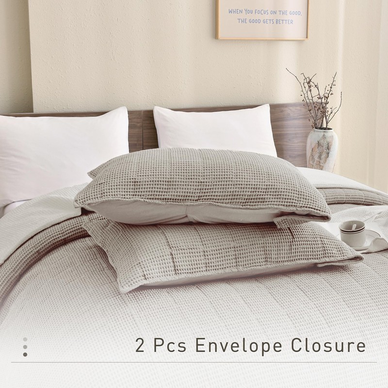 CozyTide 100% Cotton King Size Quilt(110x98 Inch),Dark Khaki Lightweight Waffle