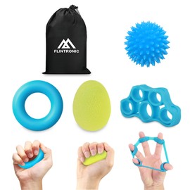 flintronic Grip Strength Trainer, Forearm Strengthener 5-Piece Kit, Hand Exercise Balls, Finger Therapy Squeeze Balls, Hand Grip Strengthener