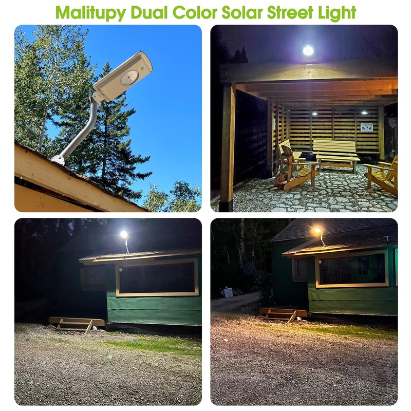 Malitupy Solar Street Lights Outdoor, Cool White/Warm White Solar Street