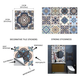 12 Pcs 6x6 Inch Vinyl Wall Tiles Sticker for Home Decor, Self-Adhesive Peel and Stick Backsplash Tile Decals for Kitchen Staircase.Stick on Tile