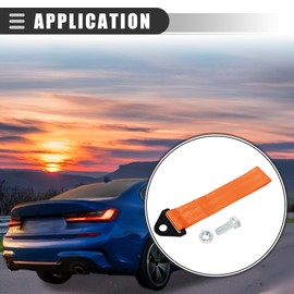 Motoforti Universal, Car Tow Towing Hook Bumper Trailer Belt Strap, Aluminum Alloy, Orange