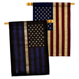 Angeleno Heritage Thin White Line House Flag Pack Armed Forces EMT Paramedic EMS Nurse Emergency Medical Technician Supoort Vintage Applique Banner Small Garden Yard Gift Double-Sided, Made in USA