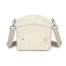 LOXOMU Crossbody Bags for Women Trendy, Medium Vegan Leather Crossbody Purses Shoulder Handbags and Satchel Bags with Multi-Pockets for Travel (Beige)