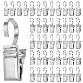 YIXNSW Pack of 200 Stainless Steel Curtain Clips, 9.6 x 18 x 35 mm Silver Curtain Clips, Hanging Shower Curtains Clip, Curtain Clip for Flag, Fabric, Photos, Cards