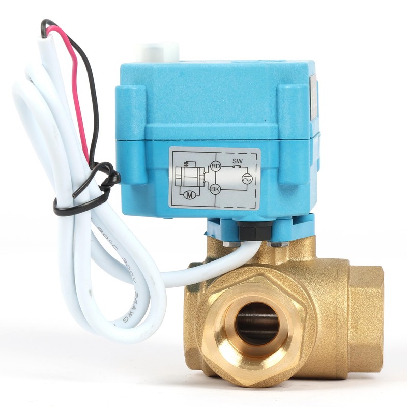 U.S. Solid 1/2" 3 Way Brass Motorized Ball Valve with