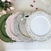 13" Pink Charger Plates Set of 6 Floral Embossed Chargers