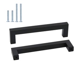 Goldenwarm LSJ12BK Furniture Square Stainless-Steel Handle for Kitchen Cabinet Drawers Black