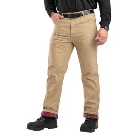 Berne Men's Washed Duck Flannel Lined Carpenter Pant, 38W X 30L, Timber Khaki