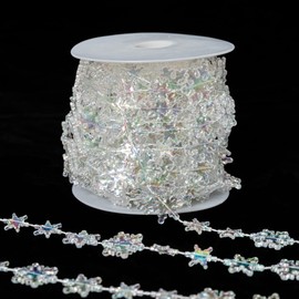 YoungJewel 33 Feet Rolls of Crystals Garland Beads Acrylic Clear Beads Chain Trim for Wedding Party Decoration and DIY Craft(Snowflake Beads-Colorful)