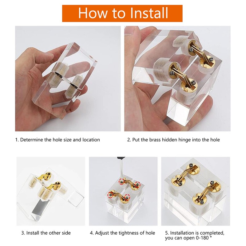 4pcs/Pack Brass Hidden Concealed Hinge Invisible Barrel Hinge for DIY